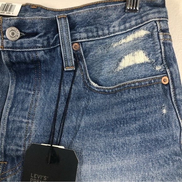 Levi's Premium Big E 501 Micro High Rise Super Short Button Fly Jean Shorts 29 - Picture 3 of 12